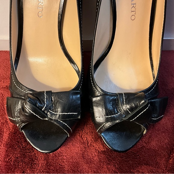 FRANCO SARTO BLACK OPEN TOE PUMP HEEL SZ 7.5 LEATHER - Picture 9 of 15